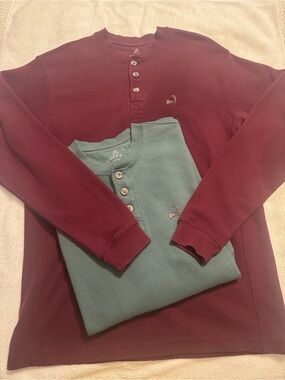 Cuffys  Crewneck Henley Sweater - Maroon & Teal
